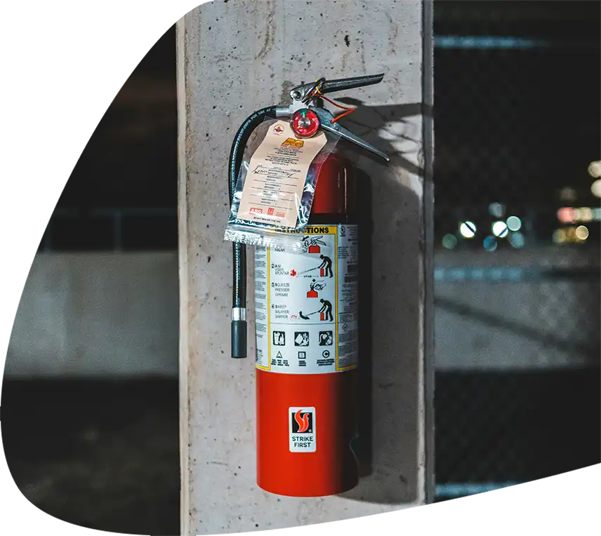 fire-extinguisher on wall.